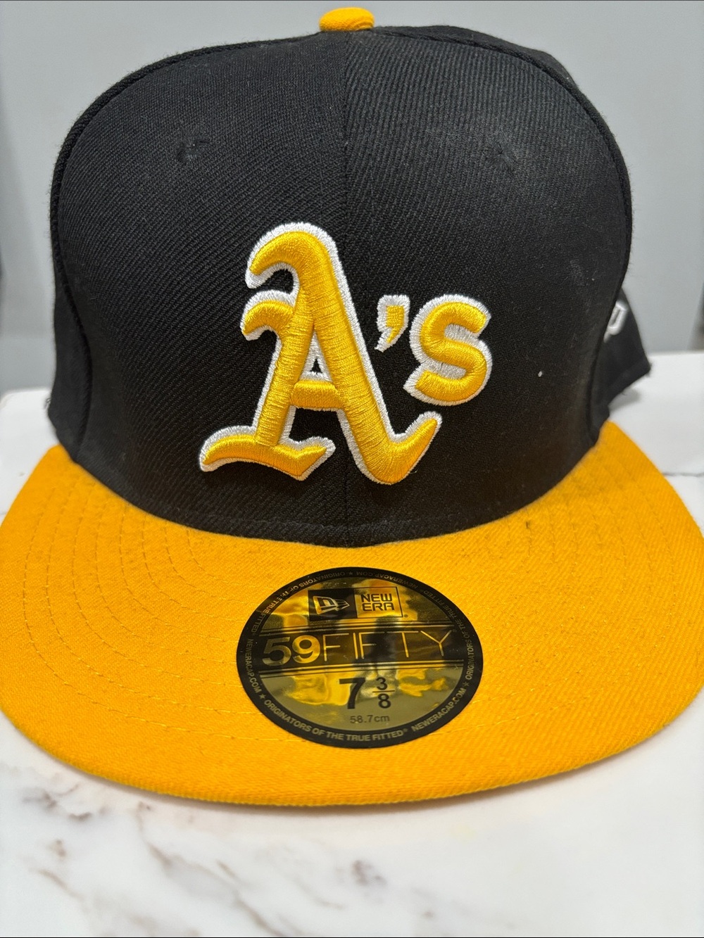 New Era Black and Yellow Oakland A's Fitted Cap